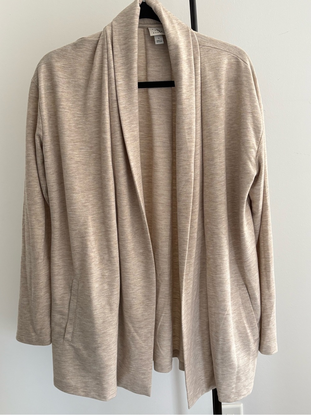 a new day Beige Open Front Shawl Collar Cardigan
